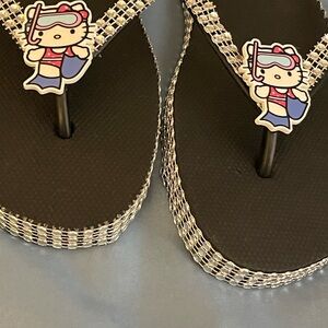 Hello Kitty Black Women's Sandals with Silver Trim